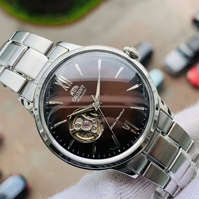 Orient Bambino Open Heart Brown Dial Men's Watch- RA-AG0027Y